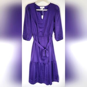 NWT Lucky Brand Purple Teird Midi Dress Medium